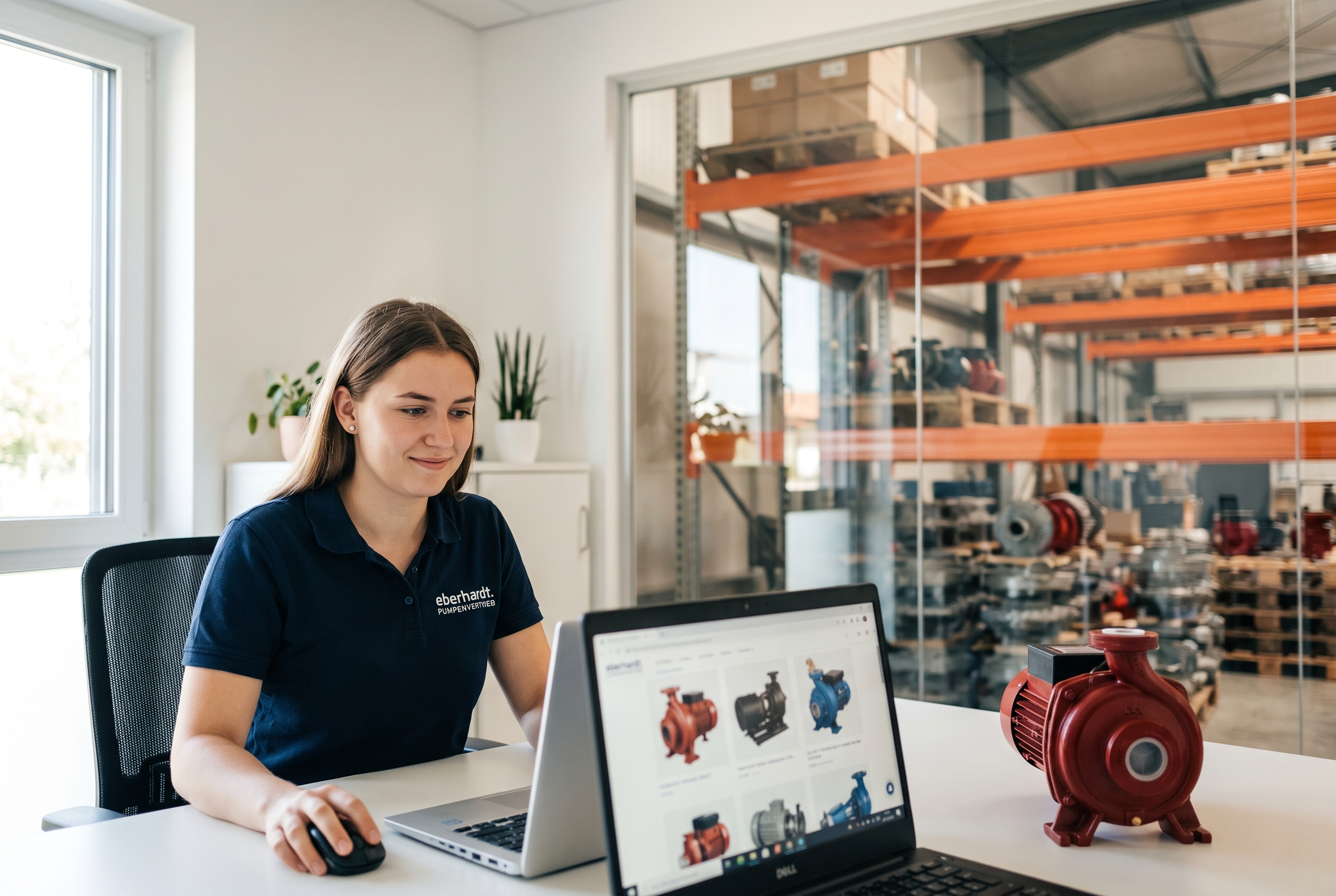 Werkstudentin arbeitet bei Eberhardt an digitalen Produktdaten für Pumpen