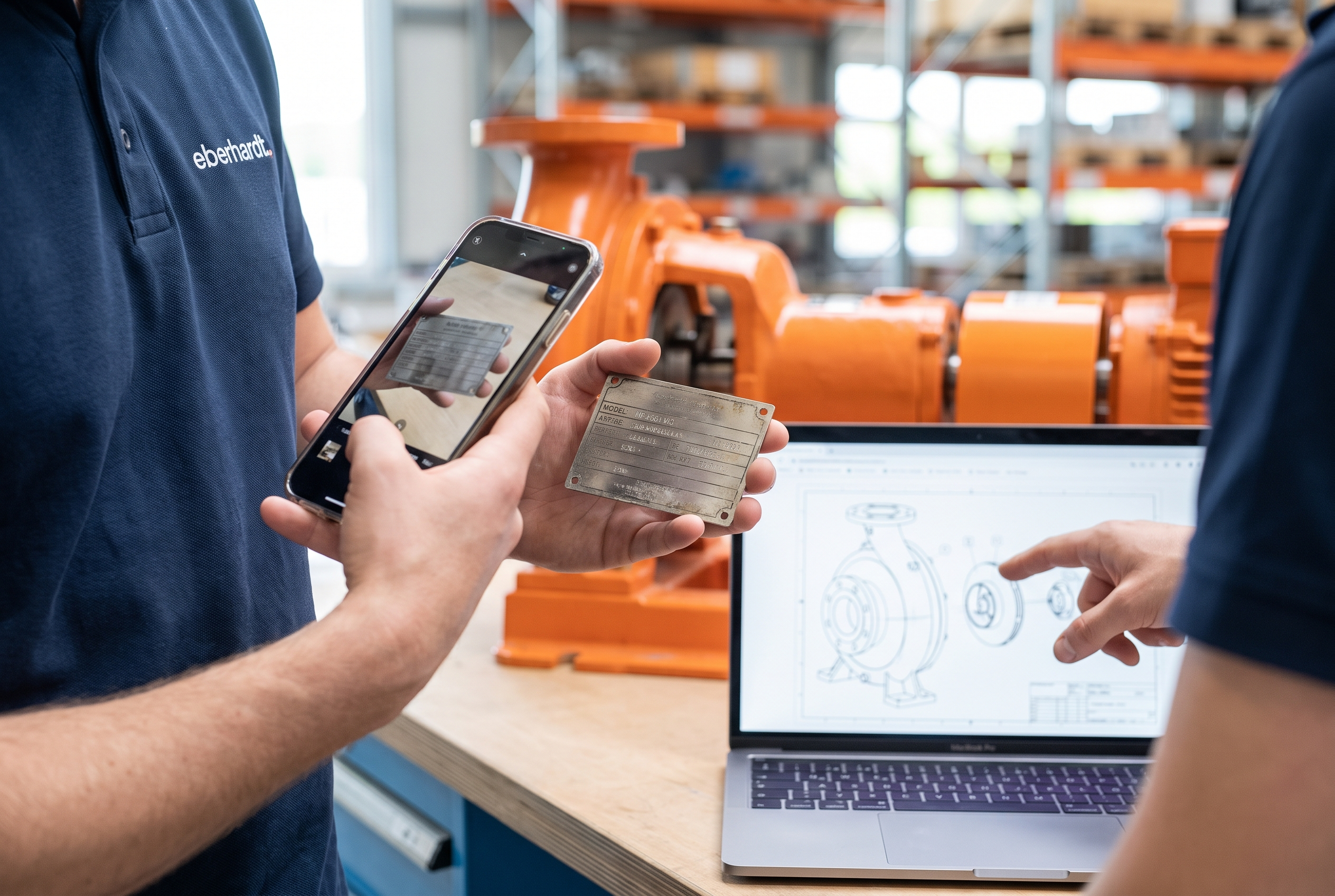 Technische Identifikation einer Pumpe anhand eines Typenschilds