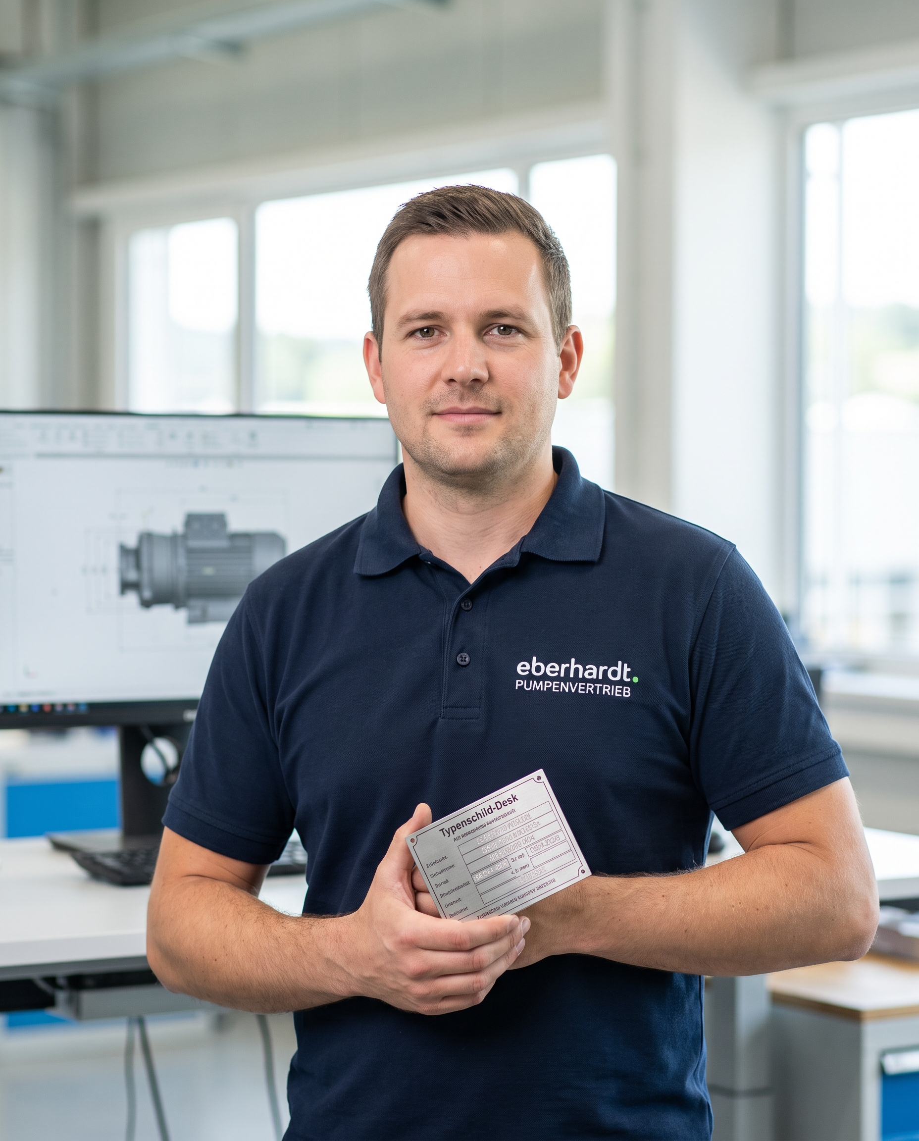 Eberhardt-Mitarbeiter bereiten eine industrielle Pumpe für den Expressversand vor